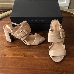Banana Republic suede double strap heels. Size 7.5